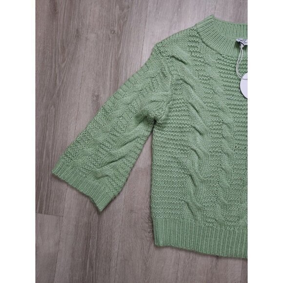 New Princess Polly Layla Knit Jumper Green Cable Net Sweater XS/S - Picture 3 of 10